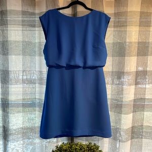 Banana Republic petite blue cap sleeve drape back dress